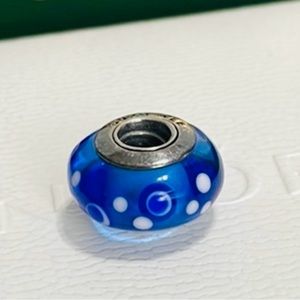 Pandora Blue and White Bubbles Murano Charm